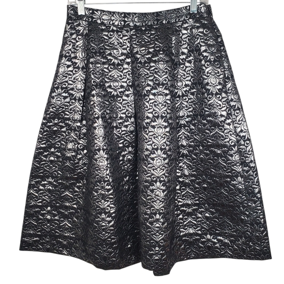 Talbots NWT Elegant Metallic and Black Pleated Midi Skirt. 6P. #0145 - Picture 1 of 11